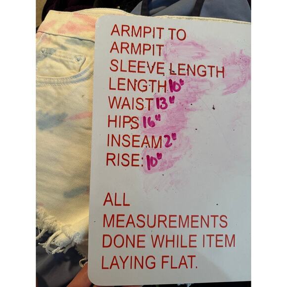 Grlfrnd Women Cindy Shorts Size 24 Sugaree Tie Dye White Denim Pink Raw Hem Jean - Picture 5 of 11